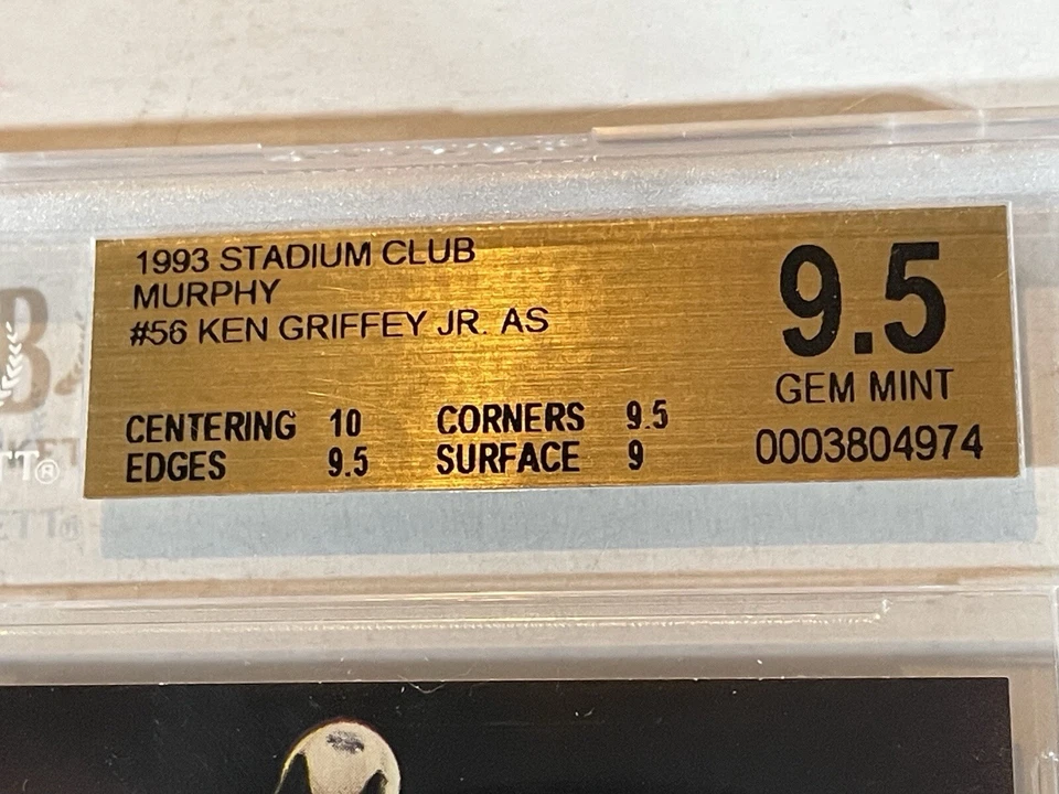 Griffey Jr 1993 Topps Stadium Club Murphy BGS 9.5 With 10 Sub #56 - Image 2 of 3