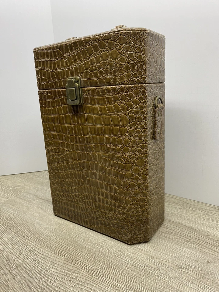 Винный держатель для пикника чехол аллигатор 2 бутылки дорожная сумка с ремнем винтажный - Изображение 4 из 4