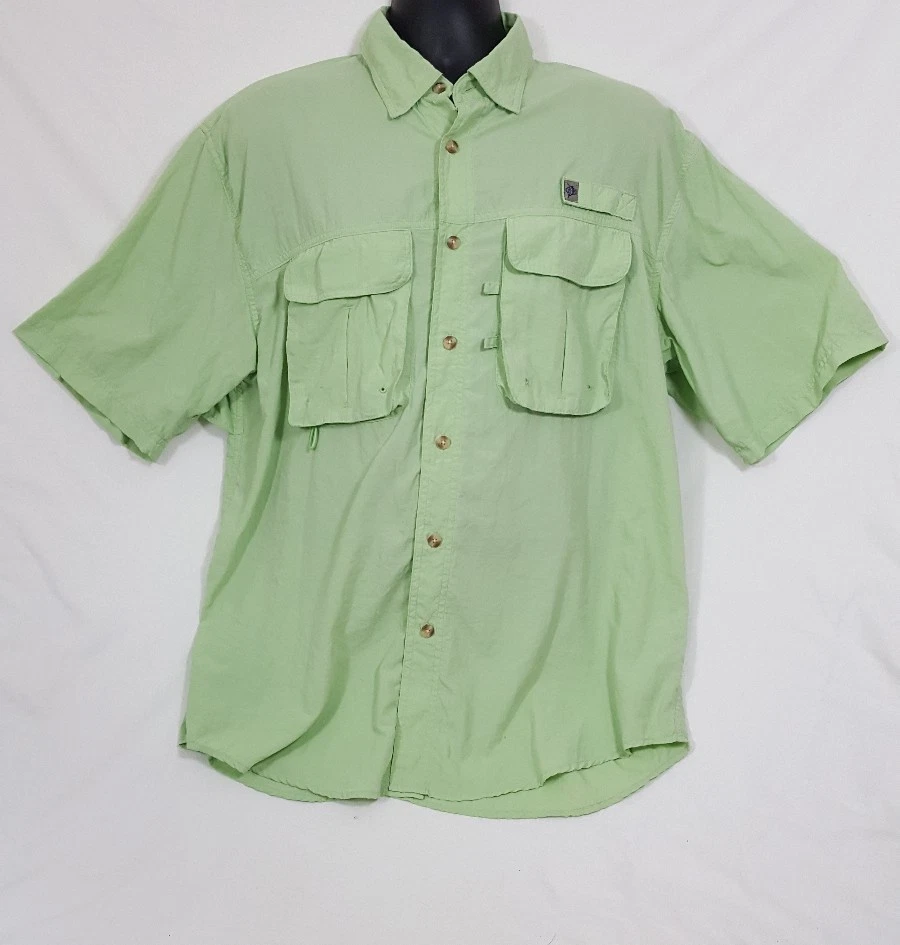 Reel Legend Green Men's Short Sleeve Fishing Shirt Size Large