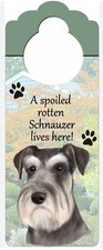 NEW Schnauzer Doorknob Hanger Made Of Light Wood 10" X 4"