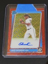 2021 Donruss Optic Jazz Chisholm Prizm ON CARD REF AUTO RC YANKEES RED MOJO /99
