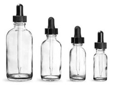CLEAR Glass Dropper Bottles - 1/2 oz, 1 oz, 2 oz 4 oz Lot of 2 each size