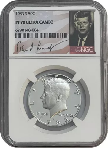 1983 S NGC PF70 Ultra Cameo Clad Proof Kennedy Half Dollar 50C Signature Label