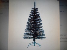 4 FT BLACK Pre-Lit Christmas Halloween Tree 70 Clear Lights New Tinsel