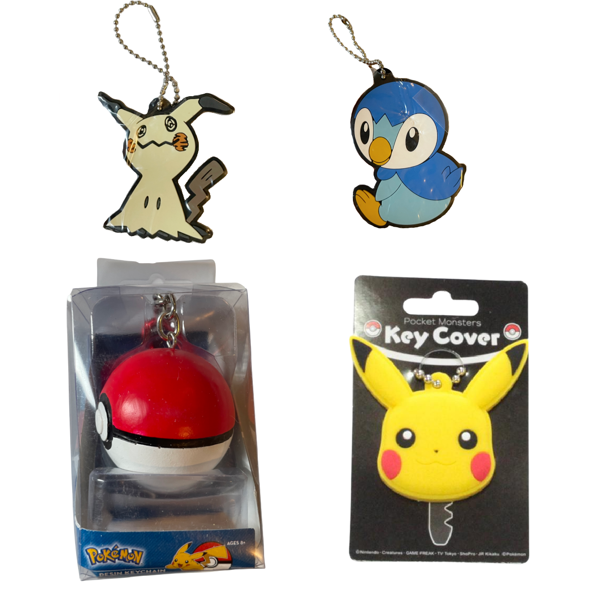 Pokemon Keychain Keyring Cover Zipper Pull Charm Pikachu Pokeball