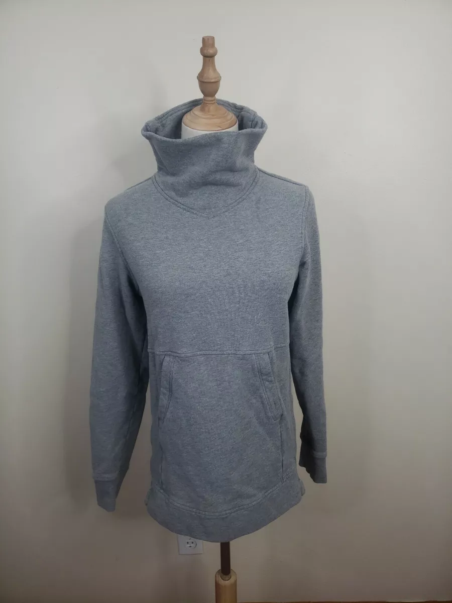 Women's Lululemon Gray Turtleneck Sweatshirt Sz 4 Kangaroo Pocket Long Fit  Thick