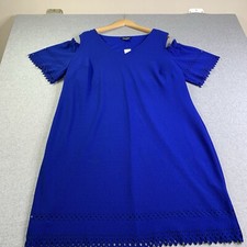 Roz & Ali Women’s Shift Dress Size  2X V Neck Cold Shoulder Cutout Hem Shoulder 