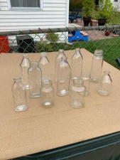 12 Vintage Evenflo, Pyrex, Happy Baby & Tuffy Rockaway Glass Bottles