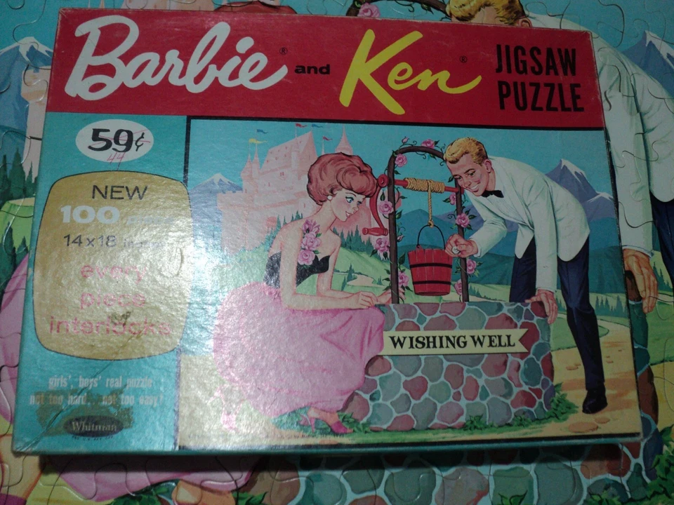 1963 Whitman Барби и Кен 100 шт. головоломка #4604 ЖЕЛАЯ ХОРОШО ** ПОЛНЫЙ ** - Изображение 2 из 3