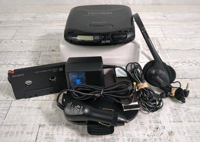 Sony Discman D-141 Portable CD Player Bundle W/Sony CPA-7 Car Pack