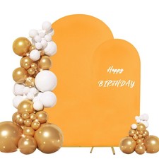 Gold Wedding Arch Cover Set - Spandex Fitted for Baptism, Birthday, Baby Shower