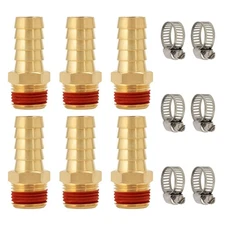 6-Pack 1/2" Barb to 3/8" NPT Air Hose Fittings, Brass Air Hose Repair Kit wit