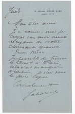 Gaston Gabaroche Signed Letter / Autographed French Actor & Composer