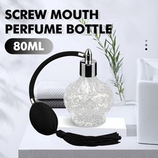 Vintage Crystal Perfume Bottle Clear Long Black Bulb Tassel Spray Atomizer 80ml
