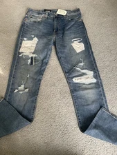 Levis 512 Premium Denim Jeans Mens 30Wx31L Blue Distressed Patch Slim Taper Leg