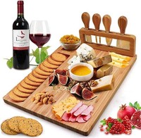 KäSebrett Set Mit KäSemesser Bambus Servierplatte FüR Party Geburtstag Geschenk