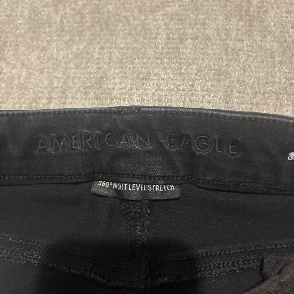 Pantalones de mezclilla para mujer American Eagle Outfitters talla 10 negros súper elásticos Foto 2 de 4