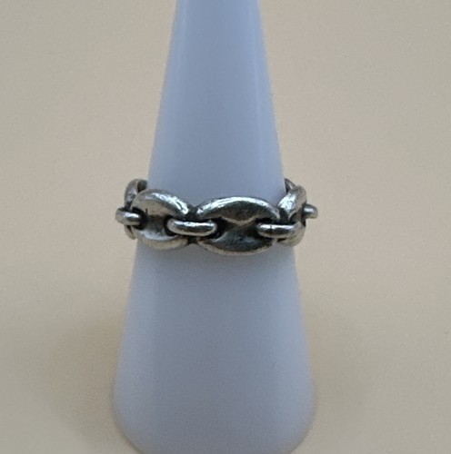 Vintage 925 Sterling Silver Chain Link Ring  / Size 8