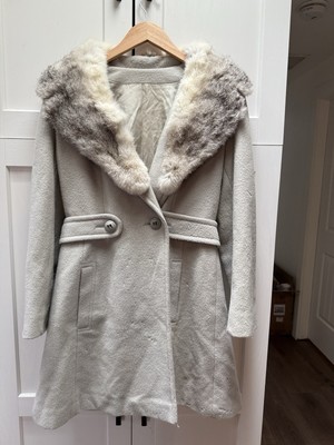 Vintage Union made  Wool Coat With Fur Collar 1950 s-1960 s Sz small medium 
