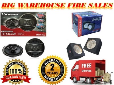 Pioneer TS-A1670F 6-1/2'' Car Audio 3-Way Coaxil Speakers & 6.5'' Speaker Box