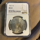 1922 Philadelphia Mint Silver Peace Dollar U.S. Coin 90