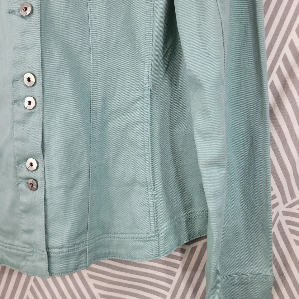 Chaqueta vaquera AMI Denim abrigo grande abotonada azul menta verde elástica para mujer Foto 4 de 4