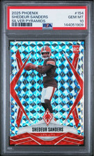 Graded 2025 Phoenix Shedeur Sanders #154 Silver Pyramids RC Football Card PSA 10
