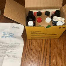 Vintage Kodak C-22 Color Film Negative Processing Kit - 1 Pint Glass Bottles