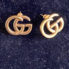 Authentic Gucci 2cm Double G 18ct Gold Pl Earrings. Mint!