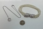 Contemporary 925 CZ & Pearl Pendant Necklace & Bracelet 32.5g — photo 2