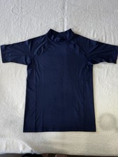 Lands' End Boys Rash Guard Swim Shirt Navy Size XL 14/16 Short Sleeve