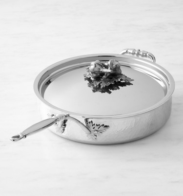 Ruffoni Opus Prima Hammered Stainless-Steel Sauté Pan with Garlic Knob, 3.5-Qt