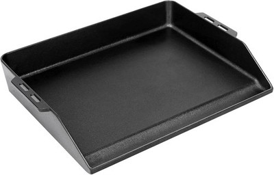 GFTIME Plancha Grillplatte 48x36 cm Gusseisen mit Fettrinne & 8 cm Rand