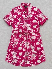 Halston Women’s XL NWT Pink Floral Button Front Shirt Dress Belted