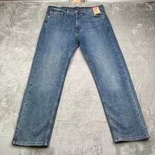 Levis 505 Jeans Mens 36x30 Blue Regular Fit Straight Stretch Medium Wash NWT