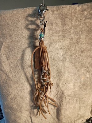 Story By DaVinci New W/Tags Leather And Faux Turquoise Beads Key Chain/Clasp. J4