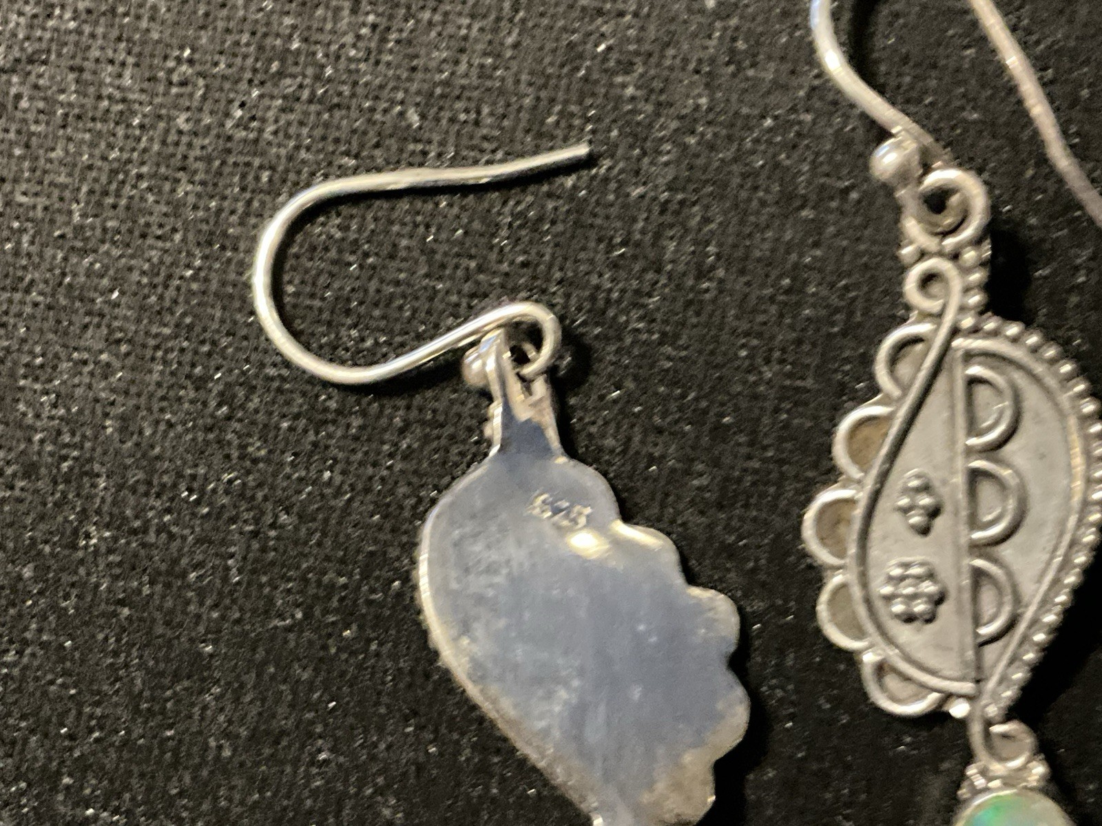 925 Opal Dangle Fish Hook Earrings - image 6