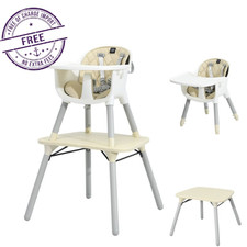 Costway Babyjoy 4 in 1 Baby High Chair Convertible Toddler Table Chair Set,Beige