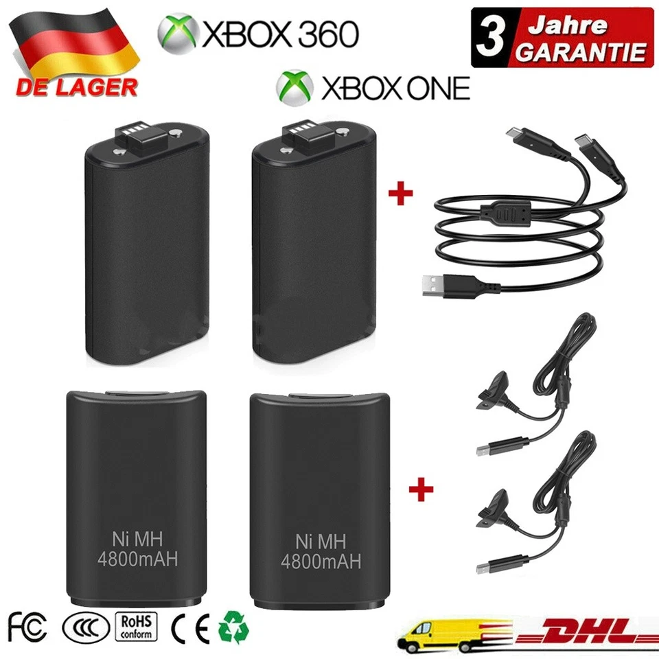2x Wiederaufladbare Akku Pack für XBOX Series X/S XBOX 360 Controller +Ladegerät - Bild 1 von 1