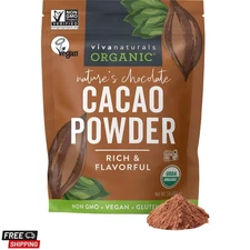 Organic Cacao Powder, 1lb - Unsweetened Cacao Powder With Rich Dark Chocolate...