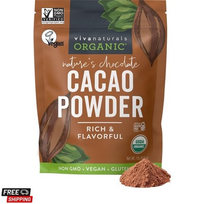 Organic Cacao Powder, 1lb - Unsweetened Cacao Powder With Rich Dark Chocolate...