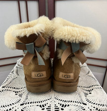 UGG Women s Mini Bailey Bow II Boots Slip On Brown Suede Women s Size 9