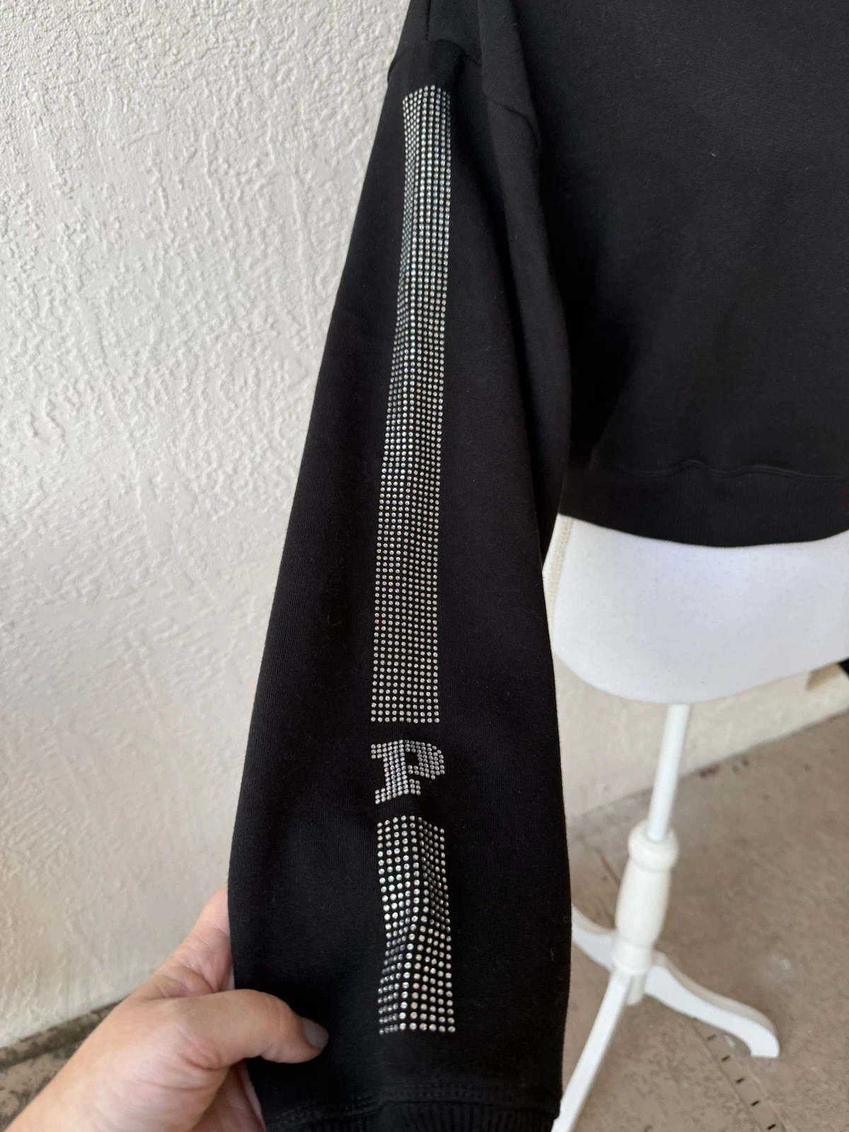 UNDERCOVER Felpa con cappuccio Victoria's Secret ROSA nera Campus Bling cropped taglia S oversize