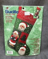 Vtg Bucilla SANTA Clause Christmas Stocking Kit 84382 Felt Appliqu Sequins