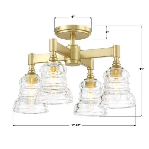 Crystorama Lighting Group GRG-1045 Gregory 4 Light 17"W - Brass - Picture 2 of 10