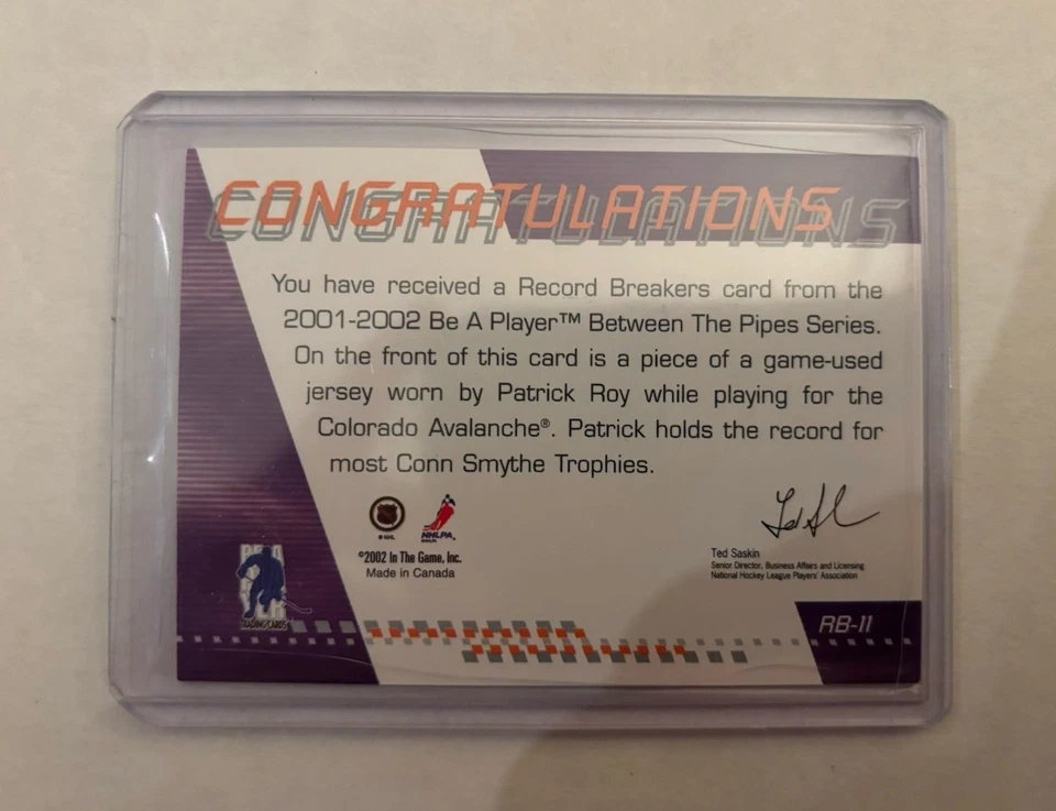 Patrick Roy - Record Breakers - Conn Smythe - 2001-02 Between the Pipes - Image 2 of 2