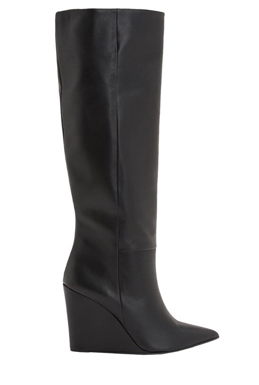 8 By Yoox Genuine Leather Pointed Toe Wedge Tall  Boots Sz38/7lUSA Made In Italy image 3