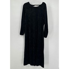 Womens Whimsigoth Black Crushed Velvet Maxi Dress Sz XL Grunge Minimalist Witchy