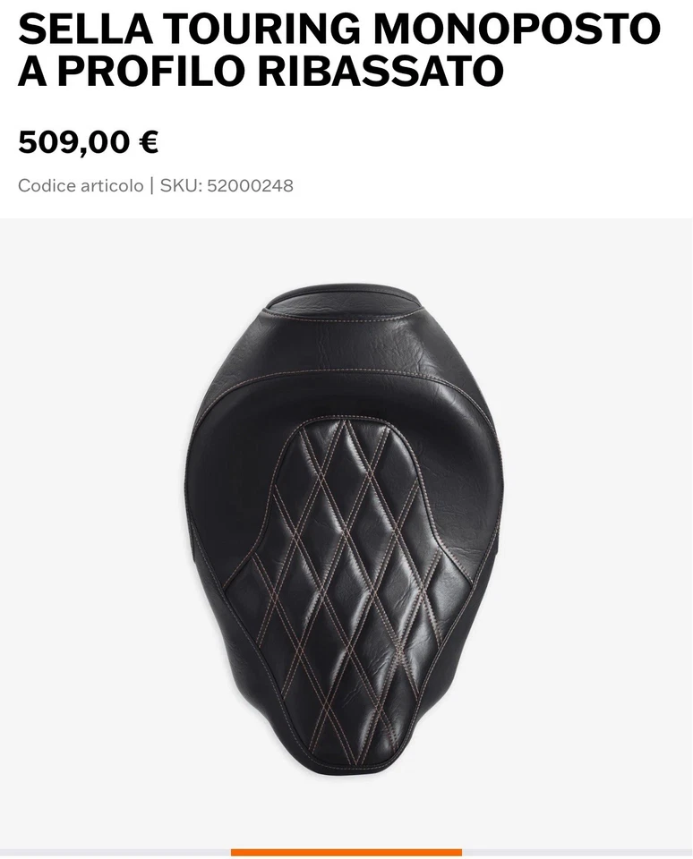Sella Harley-Davidson Touring Monoposto A Profilo Ribassato - Immagine 4 di 4