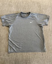 Nike Swim Mens T-Shirt XL Gray Heather Short Sleeve Dri Fit UPF 40 Swoosh